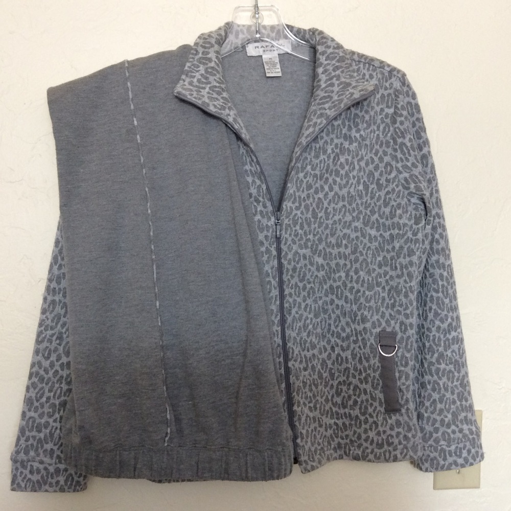 Rafael 2Pc Sweat Suit Gray Texture Zip Front PS